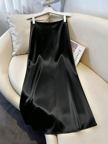 Black High Waist Solid A-line Skirt