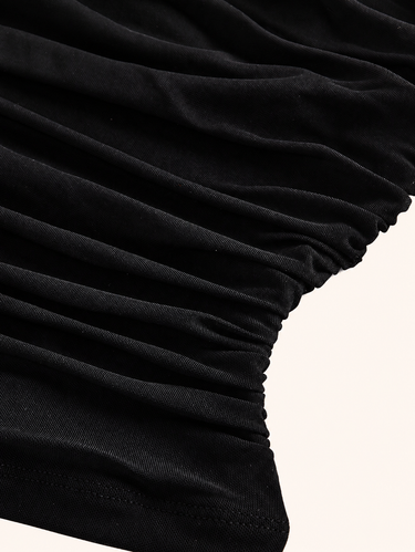 Asymmetrical Vintage Metal Decor Ruffle Top