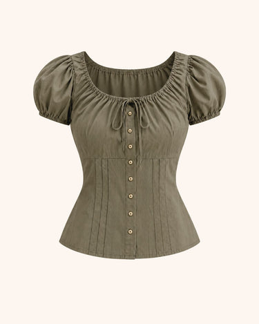 Parien Fitted Tie-Waist Petal Sleeve Fitted Short Sleeve Top