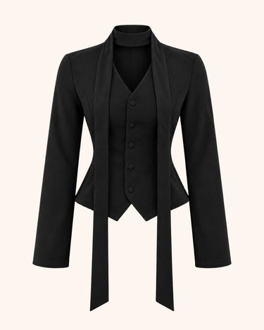 Parien Black Tailored Scarf Top
