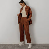 2pcs Parien Minimalist Wool Oversized Brown Co-ord Set