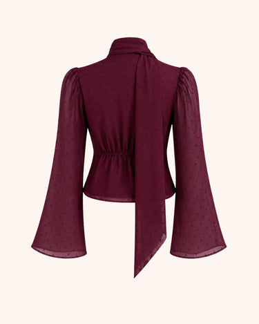 Parien Swiss Dot Chiffon Burgundy Blouse