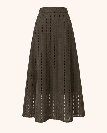 Parien High Waist Pointelle Knit Maxi Skirt