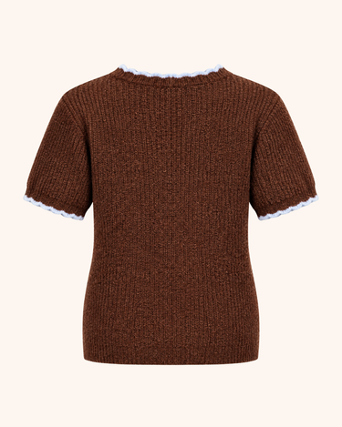 Brown Autumn Cute Blue Heart Cardigans