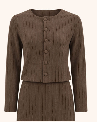 Parien Cocoa Pointelle Knit Co-ord Set