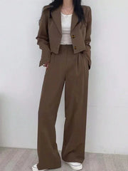 Short Sleeve Blazer Jacket & Pants Suit