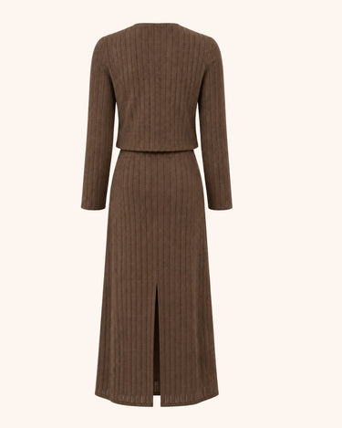 Parien Cocoa Pointelle Knit Co-ord Set