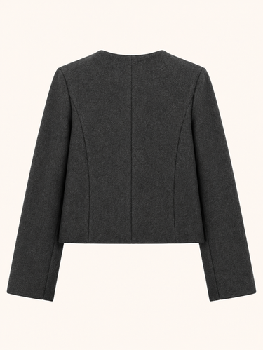 Dark Grey Wool Old Money Style Jacket