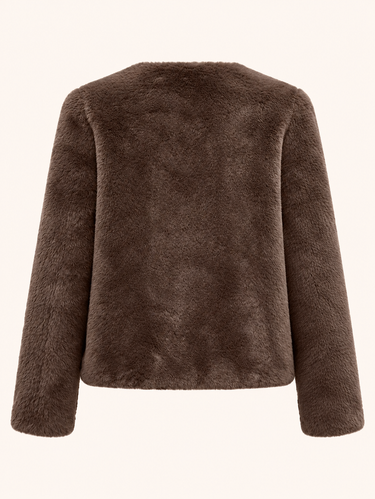 Parien Solid Open Front Fuzzy Coat