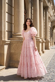 Parien Blush Chikankari Floral Dress
