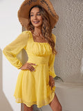 Yellow Swiss dot Polka dot Dress( clearance sale )