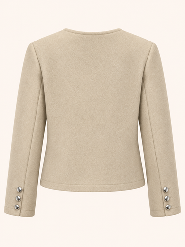 Essnce Casual Solid Color Minimalist Short Woolen Jacket