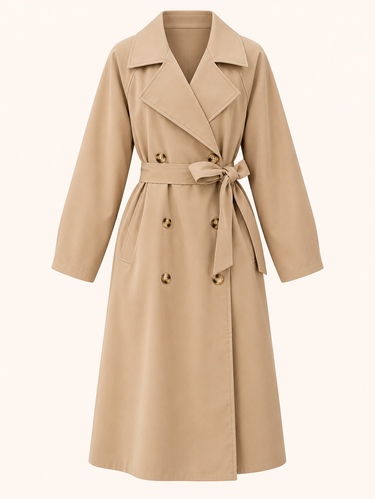 Double Breasted Raglan Sleeve Belted Trench Coat (CLEARACNE SALE)