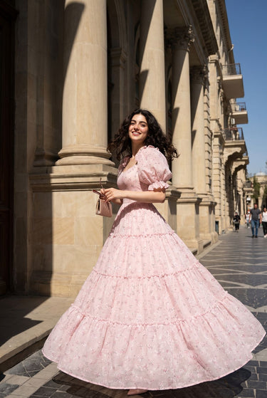 Parien Blush Chikankari Floral Dress