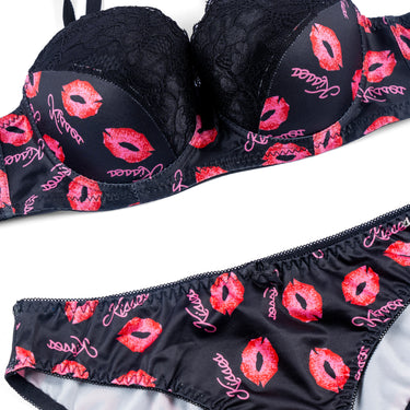 Lip print Lingerie Bra Set