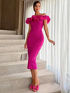 Aloruh Exaggerated Ruffle Trim Bodycon Dress