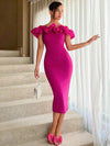 Aloruh Exaggerated Ruffle Trim Bodycon Dress