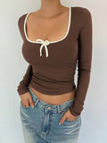 Cocoa Charm Tie-Front Top