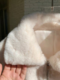 Beige Faux Fur Lapel Short  Coat