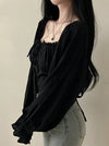 Black Chiffon Long Sleeve Top