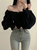 Black Chiffon Long Sleeve Top