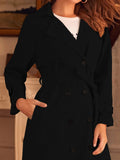 Black Double Breasted Belted Trench Coat