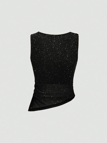 Black Asymmetrical Hem Tank Top
