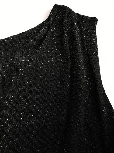 Black Asymmetrical Hem Tank Top