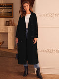 Black Double Breasted Belted Trench Coat