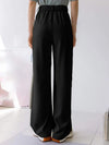 Black Pleated Pocket Business Casual Straight Pants