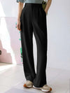 Black Pleated Pocket Business Casual Straight Pants