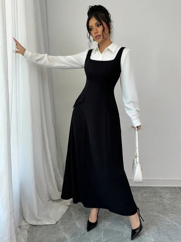 Elegant Noir Pinafore Dress Parien House Elegant Noir Pinafore Dress Parien House
