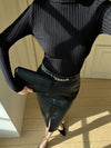 Black Turtleneck Long Sleeve Basic Pullover Sweater