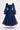 Blue Square Neck Flare Sleeve Ruched Bust Dress