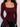 Burgundy Square Neck Long Sleeve Slim Fit  T-Shirt