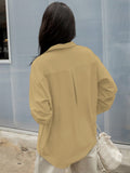 Camel Solid Button Front Drop Shoulder Shirt
