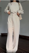 Iman Round Neck top and Wide Leg Pants Two Piece