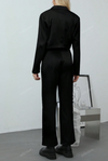 Parien Black Short Blazer And Long Pants 2-Piece Casual Outfit