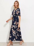 Floral Flutter Sleeve Surplice Wrap Dress( Clearance sale