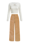 Chained Cut Out Crop top & Corduroy Pants