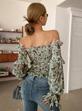 Chiffon Floral Off Shoulder Top