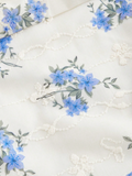 Ditsy Floral Puff Waist Swing, Embroidered  Dress