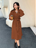 Double Breasted Raglan Sleeve Belted Trench Coat