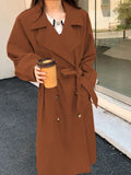 Double Breasted Raglan Sleeve Belted Trench Coat