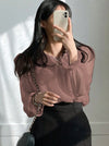 Dusty Pink Chiffon Top With Ruffle Sleeves(Clearance Sale)