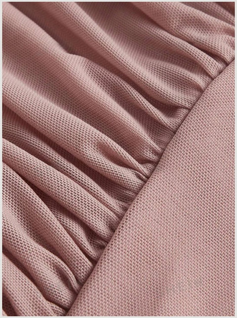 Dusty Pink One Shoulder Ruched Red Slim Fit Crop Top