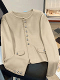 Essnce Casual Solid Color Minimalist Short Woolen Jacket