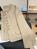 Essnce Casual Solid Color Minimalist Short Woolen Jacket