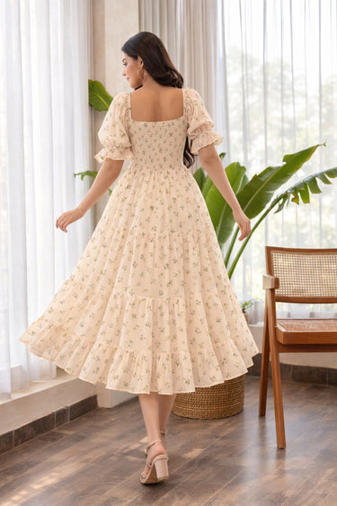 Parien Ditsy Floral Sleeve  Dress