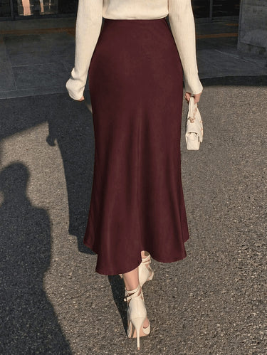 Fitted Solid Silk Mermaid Skirt